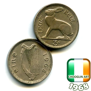 An IRISH 1968 THREEPENCE 3d coin, 57 Years Old! - Picture 1 of 1