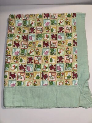"Manta bebé vintage alfabeto calle sésamo cuna niño pequeño tamaño 35""x 30"" amarillo" Foto 1 de 4