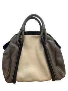 FURLA Leather Mini Hand Tote Bag Women Gray White Ivory Genuine - Picture 1 of 6