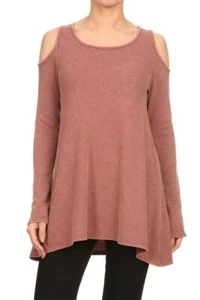 🍁Chatoyant Thermal Cold Shoulder Tunic Rosewood Small 🍂 - Picture 1 of 5