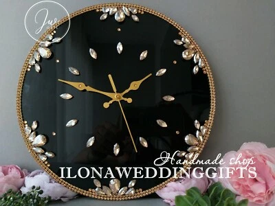 Swarovski Crystal Unique Wall Clock Elegant Minimalist Sparkle Art Deco Boho Sun - Image 1 of 4