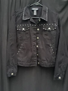 Just Blu Black Denim Jean Jacket Size 8 - Picture 1 of 4