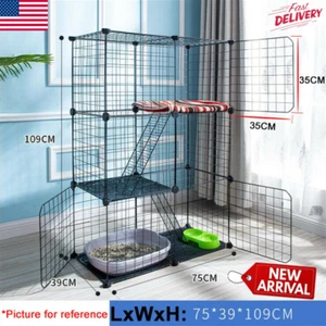 3-Tier Cat Cage Folding Matal Wire Cat Crate Kennel Pen Pet House Furniture DIY - Picture 1 of 10