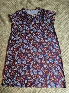 Land's End Women's 2x Pima Cotton Shift Dress Burgundy Paisley - Picture 1 of 10