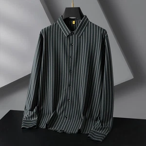 Men’s Tri-proof Striped Casual Shirt with Super Elasticity(Navy) - Picture 1 of 9