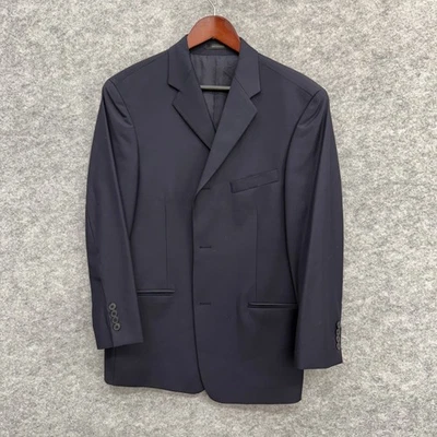 Chaqueta Blazer DKNY Hombre 3 Botones Sencillo Pecho 100% Lana, Azul Marino, Talla 38S Foto 1 de 4
