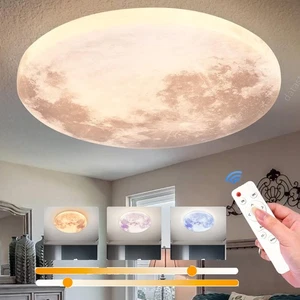 Dimmbar Mond Deckenlampe mit Fernbedienung, LED Modern Mond Decken Wandleuchte - Bild 1 von 10