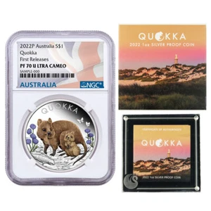 2022-P $1 Australia Quokka 1 oz Silver Colorized Coin NGC PF70 FR Australia - Picture 1 of 3