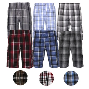 Mens Plaid Cargo Shorts Multiple Pockets Drawstring Casual Lose Fit - Picture 1 of 28