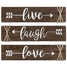  3 Pieces Rustic Wood Sign Arrow Wall Decor Live Laugh Love Quote Sign 