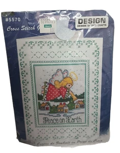 Cross Stitch Christmas Pease On Earth Angel Card, Chart and Envelope New - Picture 1 of 7