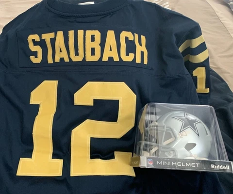 ROGER STAUBACH ADIDAS TRUE SCHOOL #12 NAVY 1960 HEISMAN TROPHY JERSEY 52 XL HWA Cover