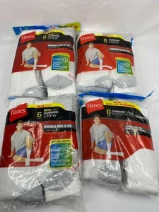 Hanes Men White Cushion Crew YOU CHOOSE SIZE Buy More & Save + Combine Shipping - Picture 1 of 3