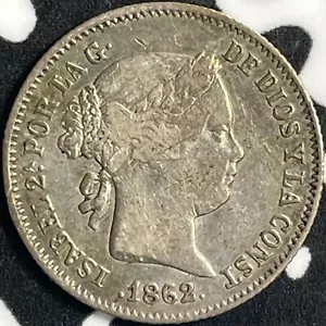 1862 Spain 1 Real Lot#E0169 Silver! Nice! - Picture 1 of 2