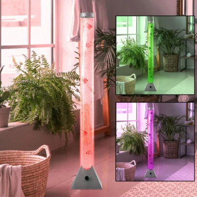 NINO LEUCHTEN Stehlampe Sprudelsäule Wassersäule Flur Farbwechsel Fische RGB LED H 122 cm