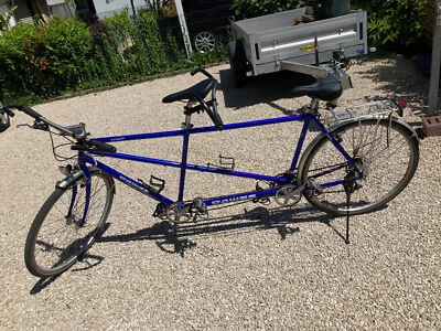 Tandem Fahrrad gebraucht, Dawes Twin Street, 28 Zoll, blau - Bild 1 von 4