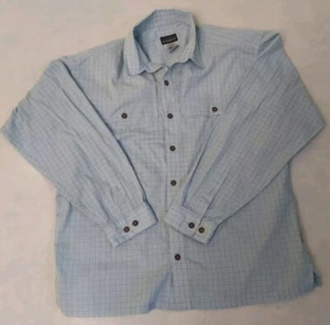 Mens Patagonia long sleeve shirt M polyester/cotton plaid blue - Picture 1 of 8