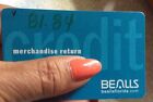 Bealls Dept Store Credit Card With Balance Of $81.84. Does Not Expires For Sale