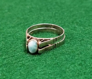 VINTAGE BEAUTIFUL SIGNED STERLING SILVER REVERSIBLE LARIMAR MALACHITE RING SZ 8 - Picture 1 of 20