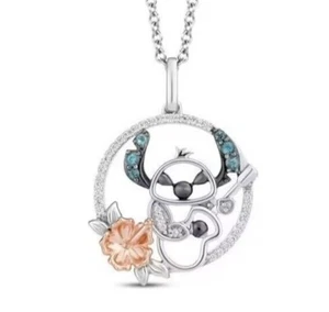 0.90 Ct Round Cut Simulated Diamond Lilo Stitch Pendant 14k Two Tone Gold Plated - Picture 1 of 7