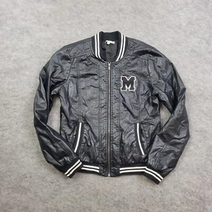 Chaqueta Charlotte Russe Mujer M Negra Bombardero Universitario Manga Larga Cremallera Cuero Sintético - Imagen 1 de 11