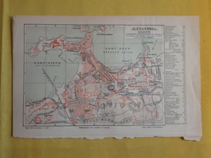 1895 - Alexandrias Port, Egypt - Original Vintage Geography Map - C10-3 - Picture 1 of 3