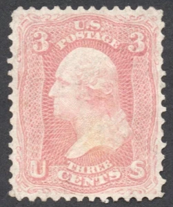 US SC# 64B * NEUWERTIG KEIN GUMMI* {3c ROSE PINK WASHINGTON} ""SELTEN AUS 1861 SERIE - Bild 1 von 3