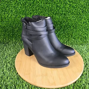 Dream Pairs Womens Chicago Black Leather High Heel Ankle Booties Size 10 NIB - Picture 1 of 9