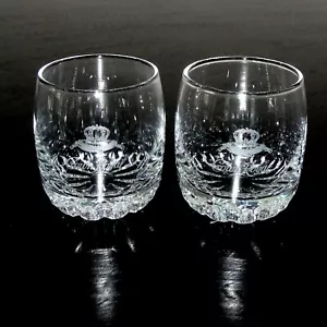 *SET OF 2* Crown Royal Whiskey Rocks Glasses w/ Crown on Pillow Logo - Picture 1 of 5