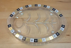 Vintage Inland Glass Platter Meat and Potato Tray Atomic Starburst Gold MCM - Picture 1 of 8
