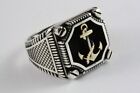 Captain Marine Anchor Men's Ring Seal Ring Silver Ring 925 Genuine Silver /476