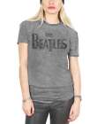 The Beatles T Shirt Drop T Logo Nue offiziell damen Skinny Fit Grau Burnout