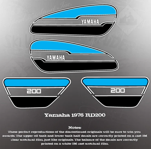 JUEGO DE CALCOMANÍAS CUBIERTA TANQUE YAMAHA 1976 RD200 Foto 1 de 1