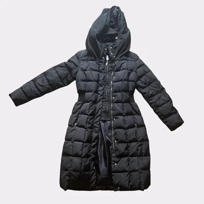 Cole Haan extra long black puffer down coat - Image 1 of 3