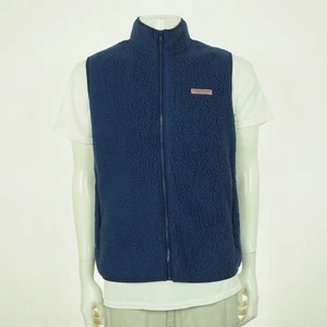 Vineyard Vines Heritage Sherpa Fleece Jacke Weste Herren Medium Dunkelblau Full-Zip - Bild 1 von 5