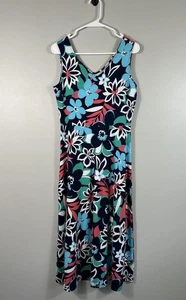 Talbots Dress Womens Small Petite Blue Floral Jersey Maxi - Picture 1 of 10