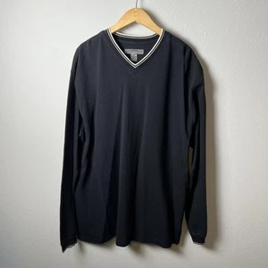 Vintage Le Collezioni Structure Sweater Mens XL V Neck Stripe Trim 90s Pullover - Picture 1 of 7