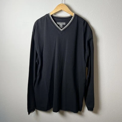 Vintage Le Collezioni Structure Sweater Mens XL V Neck Stripe Trim 90s Pullover - Image 1 of 4