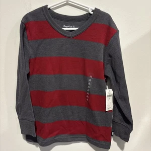 Gapkids V Neck Red/gray Striped Sweater Size XS 4-5 NWT - Picture 1 of 5