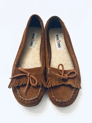 Minnetonka Marrón Mocasines Talla 8.5 Zapatos Boho Bohemios Informales Occidentales Usados en Excelente Condición Foto 1 de 4
