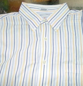 IZOD Wrinkle Free Twill White Striped Cotton Dress Shirt 17 1/2 X 33/34 - Picture 1 of 3