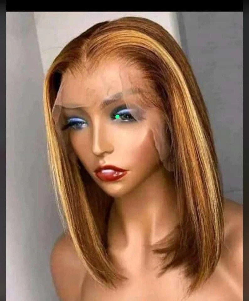 Peluca 100% cabello humano 12 pulgadas marrón y dorado. Foto 1 de 1