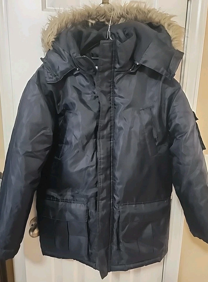 Boys Timber Outerwear Winter Puffer Coat/Parka w/Faux Fur Hood Blue Size 14-16 - Image 1 of 4