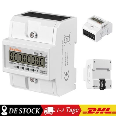 Stromzähler LCD Drehstromzähler Kalibriert 3-Phasen für DIN Hutschiene 4 Draht - Bild 1 von 4