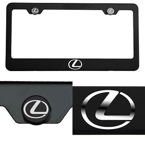 Laser Engraved Lexus Logo Mirror Matte Black License Plate Frame Stainless Steel - Picture 1 of 11