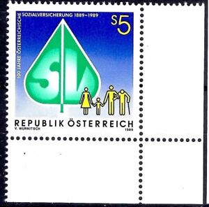 Austria 1989 Famiglia Società Sicurezza Salute Assicurazioni Previdenza 1V Mnh 2