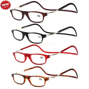 Magnetic Reading Glasses Hanging Neck Snap Click Men Women 1.0 1.5 2.0 2.5 3.0 - Picture 1 of 64