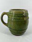 Vtg. McCoy Pottery No. 16 Green Glaze Barrel Mug Cup 16 oz Rustic, Farmhouse
