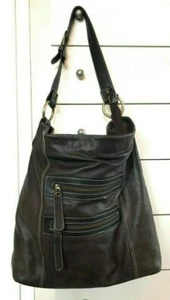 Tasche Schultertasche Beutel Hobo Marke 5th Avenue weiches Leder braun - Bild 1 von 9
