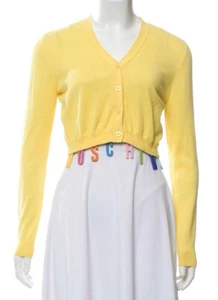 $525 NWOT MOSCHINO COUTURE YELLOW COTTON SHRUG W/ LOGO SZ L - Picture 1 of 4